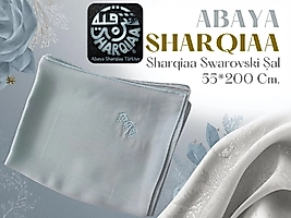 Sharqiaa Su Yolu Swarovski Taşlı Şal - Lüks Abaya Şalı