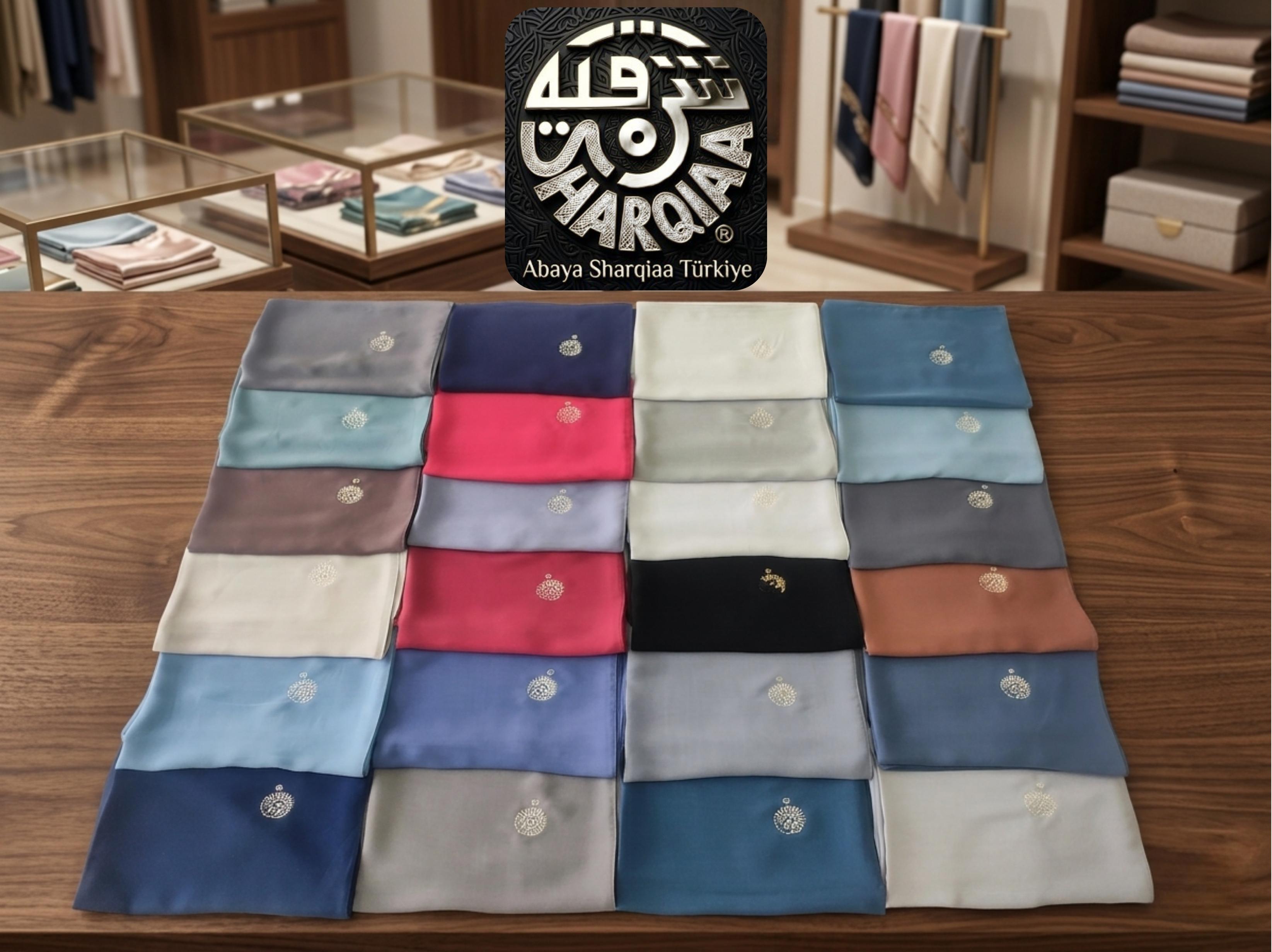 Sharqiaa Nakışlı Logo Şal - 55x200 cm | Şık ve Lüks Tasarım