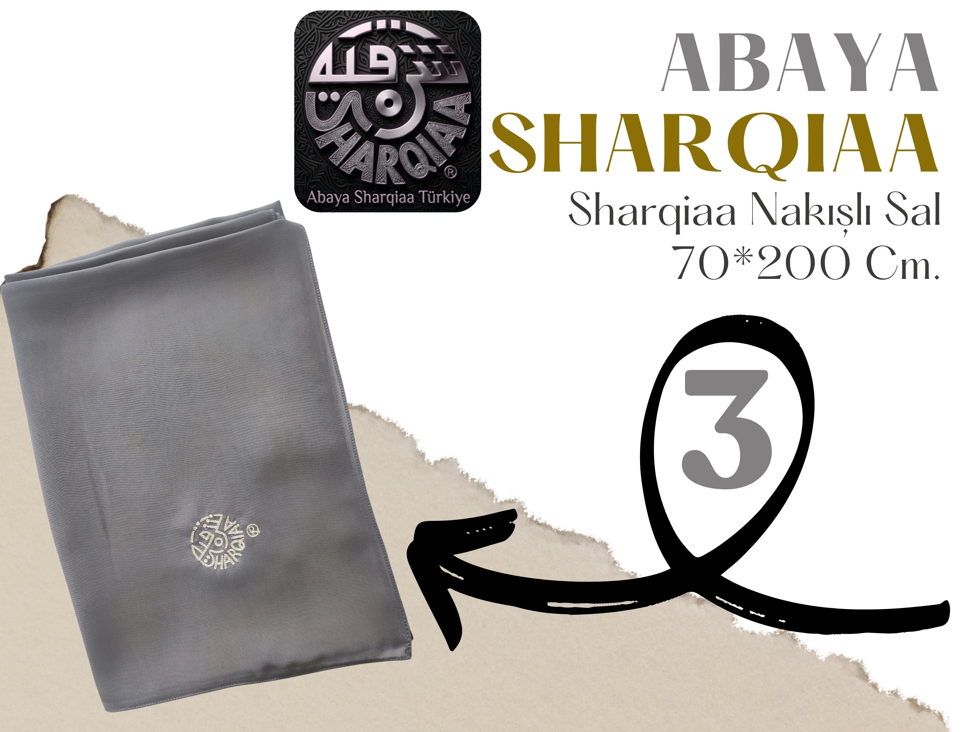 Sharqiaa Nakışlı Logo Şal - 70x200 cm | Büyük Boy Lüks Şal