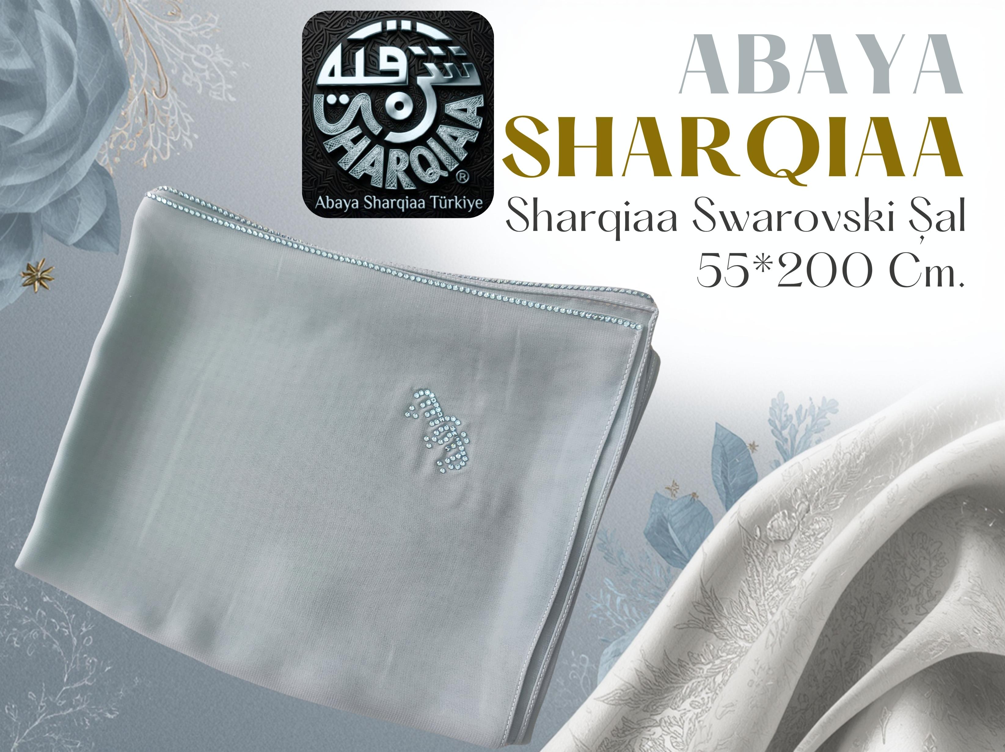 Sharqiaa Su Yolu Swarovski Taşlı Şal - Lüks Abaya Şalı