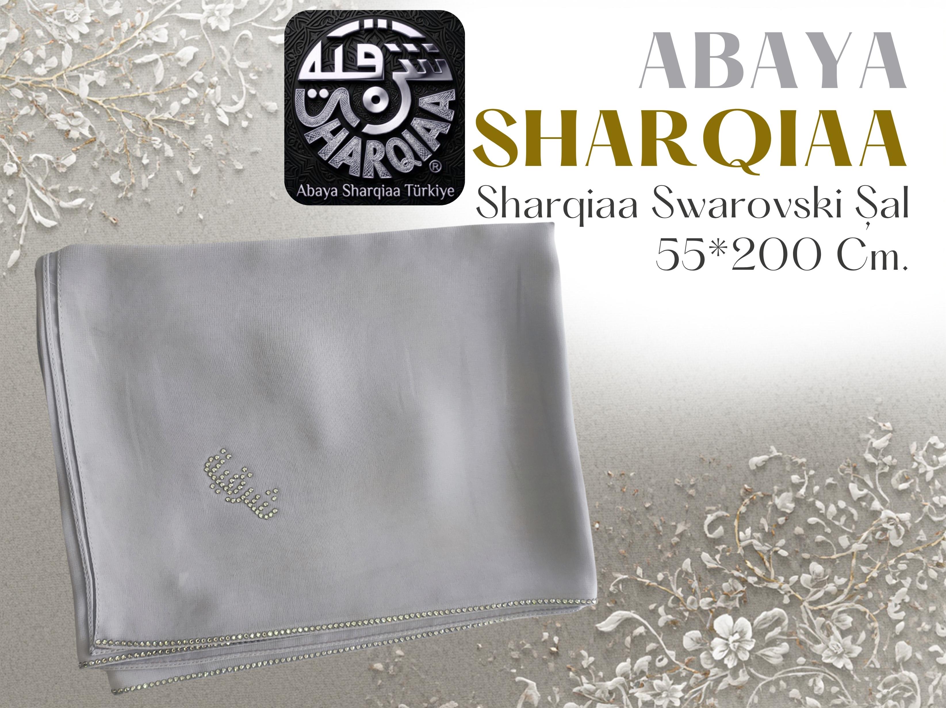 Sharqiaa Su Yolu Swarovski Taşlı Şal - Lüks Abaya Şalı