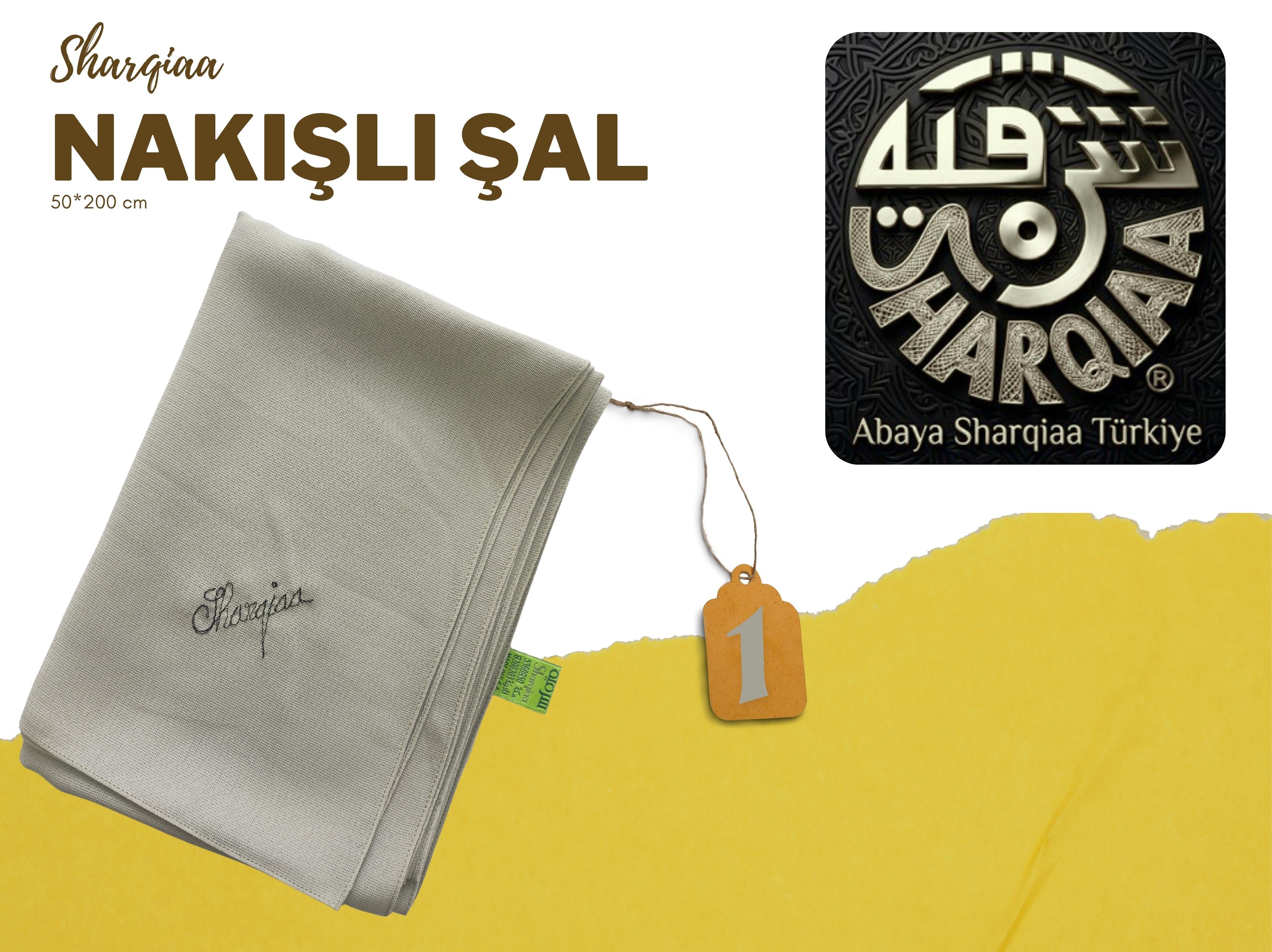 Sharqiaa Yazılı Gofret Dokulu Şal - Premium Abaya Şalı