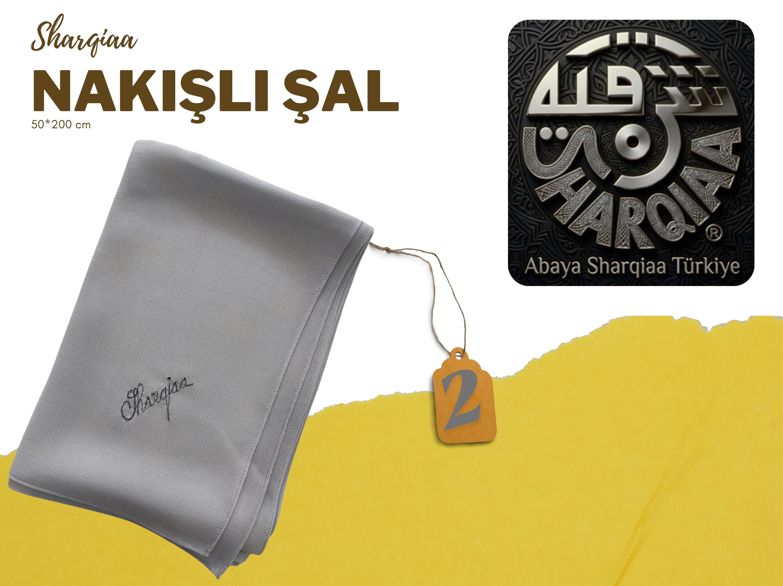 Sharqiaa Yazılı Gofret Dokulu Şal - Premium Abaya Şalı