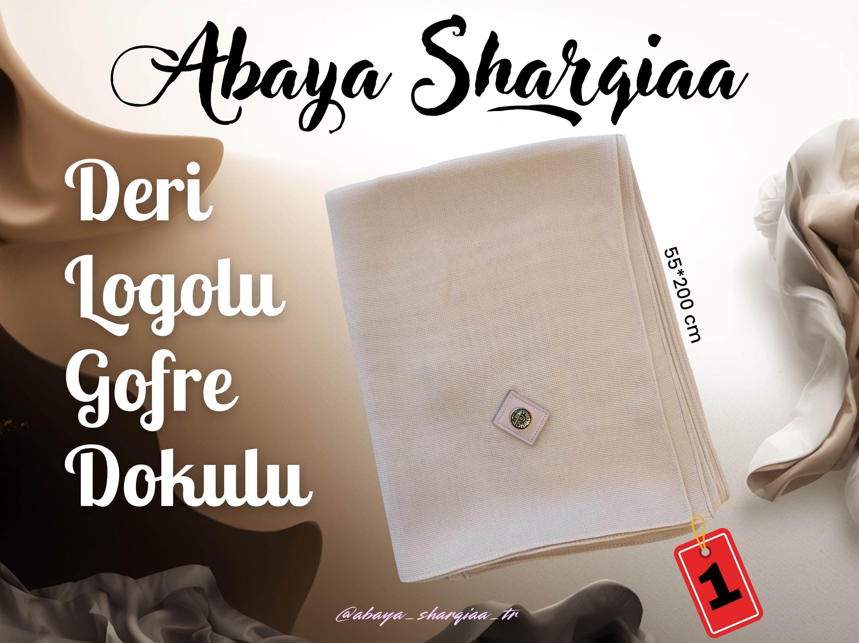 Sharqiaa Deri Logolu Şal - Modern ve Premium Abaya Şalı