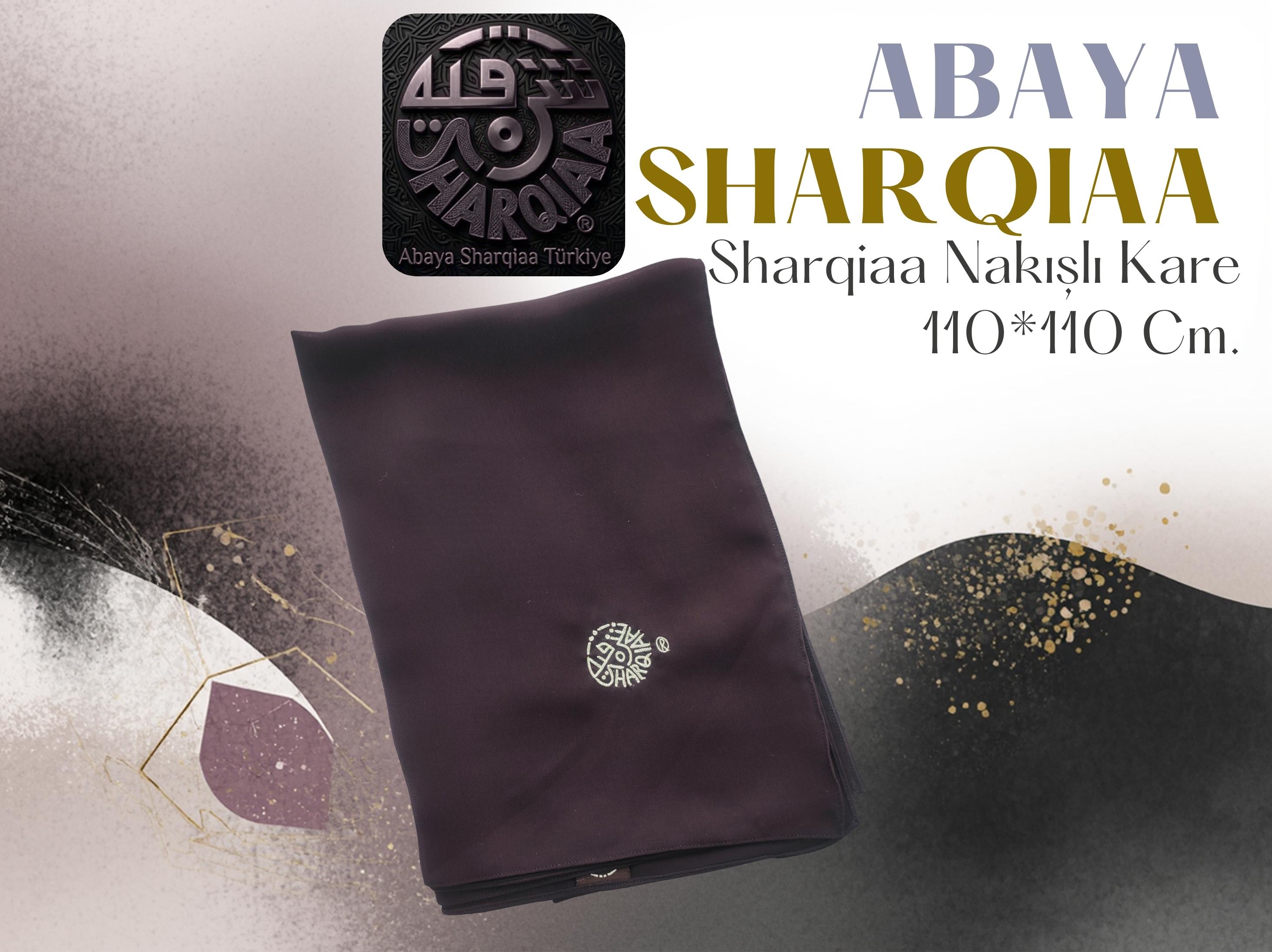 Sharqiaa Nakışlı Logo Kare Şal - Premium Abaya Eşarbı