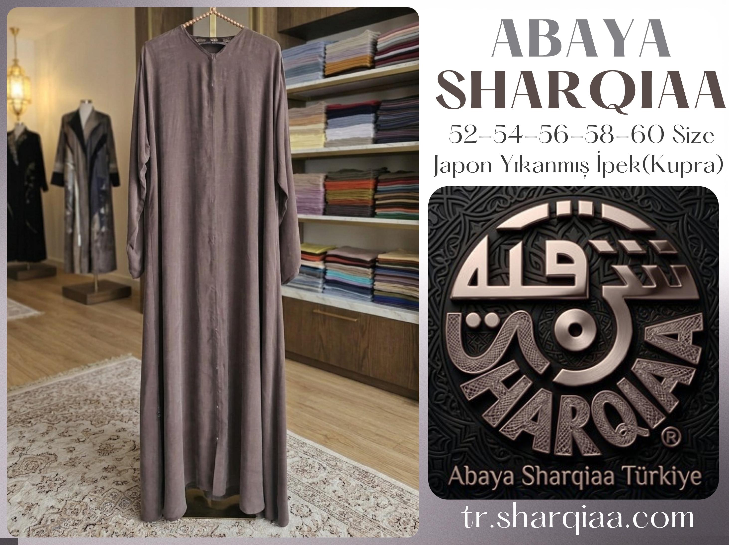 Abaya Sharqiaa Yıkanmış İpek (Kupra) Abaya – Şal Dahil Lüks Tesettür Ferace