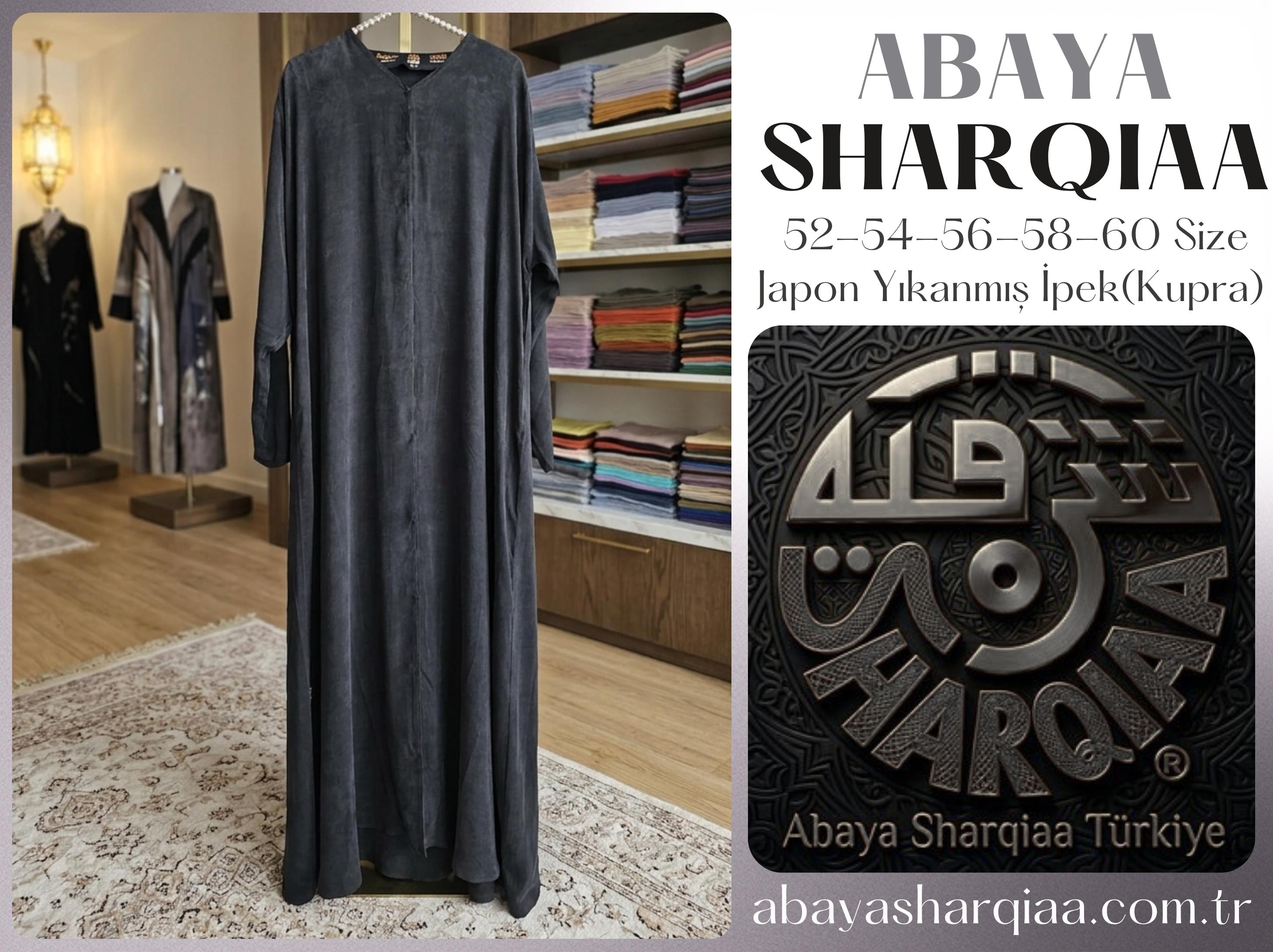 Abaya Sharqiaa Yıkanmış İpek (Kupra) Abaya – Şal Dahil Lüks Tesettür Ferace