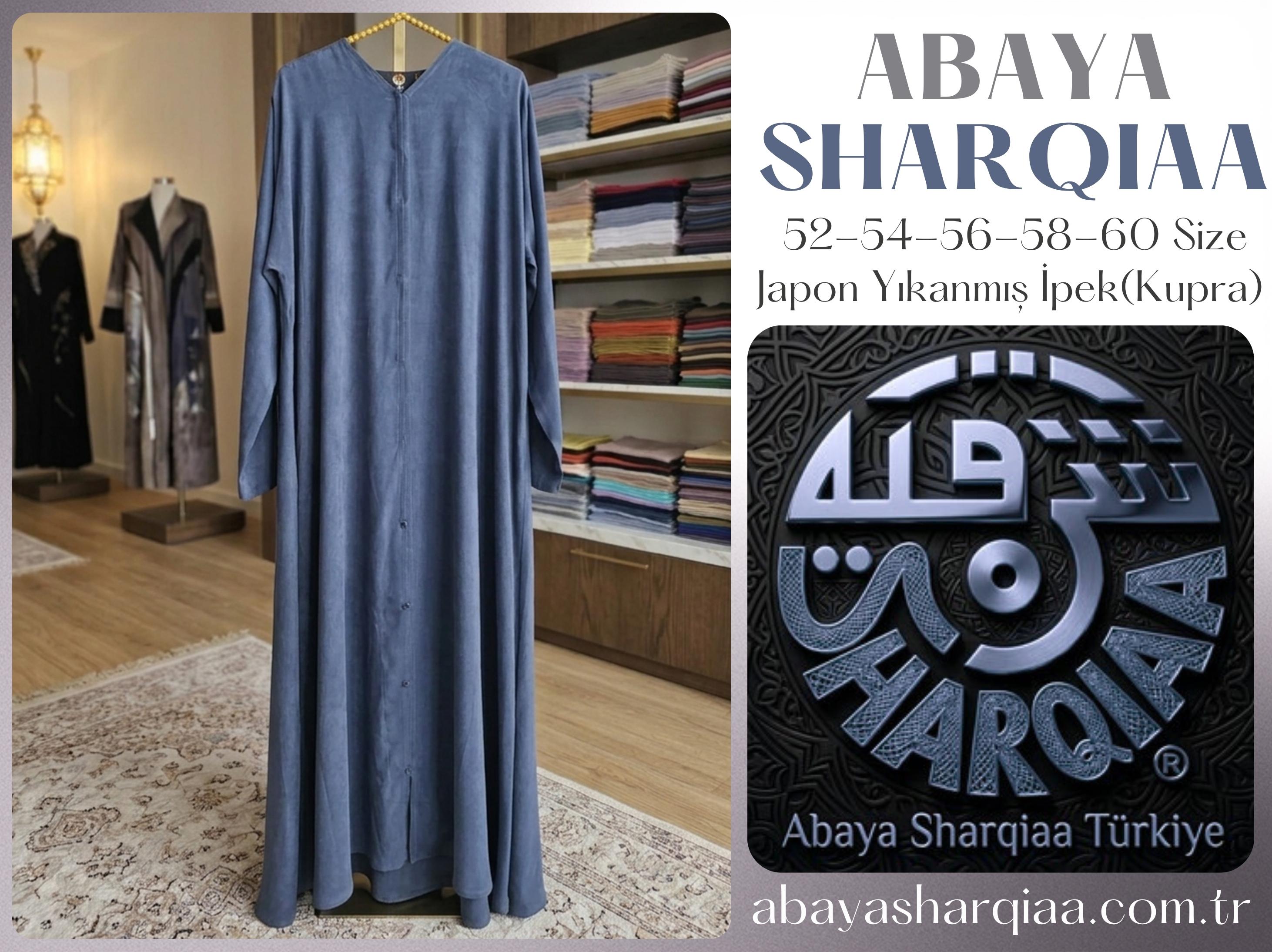 Abaya Sharqiaa Yıkanmış İpek (Kupra) Abaya – Şal Dahil Lüks Tesettür Ferace