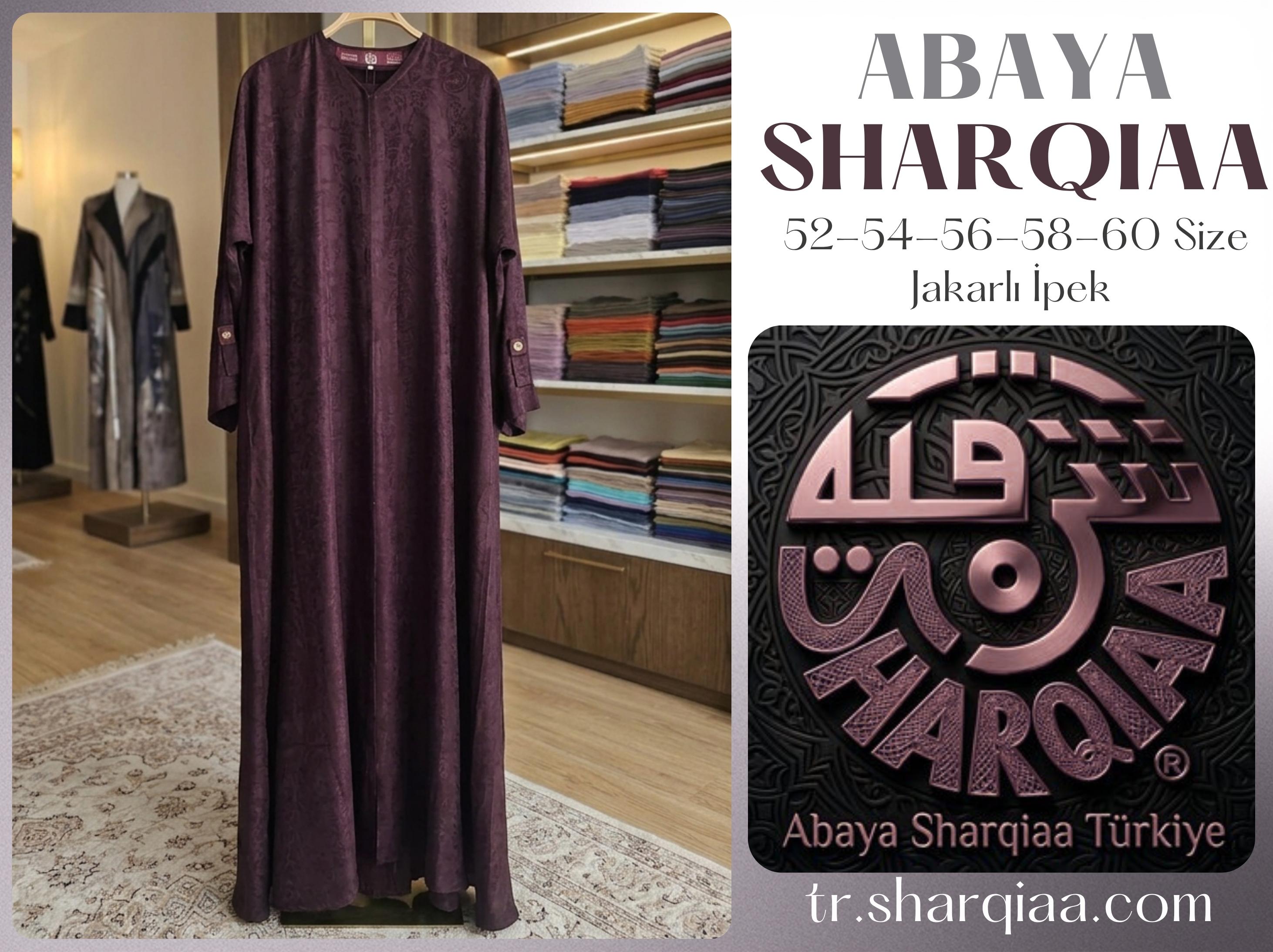 Abaya Sharqiaa Jakarlı İpek Abaya – Şal Dahil Lüks Tesettür Ferace